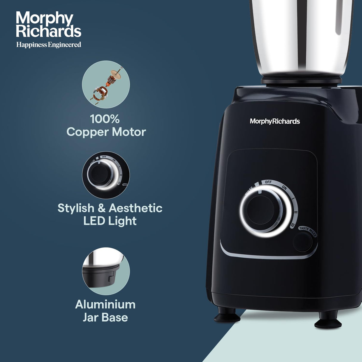 GrindPro Maxx 1000W Mixer Grinder with 4 Jars & TasteMaxx Mode – Copper Motor, Mini Spice Jar