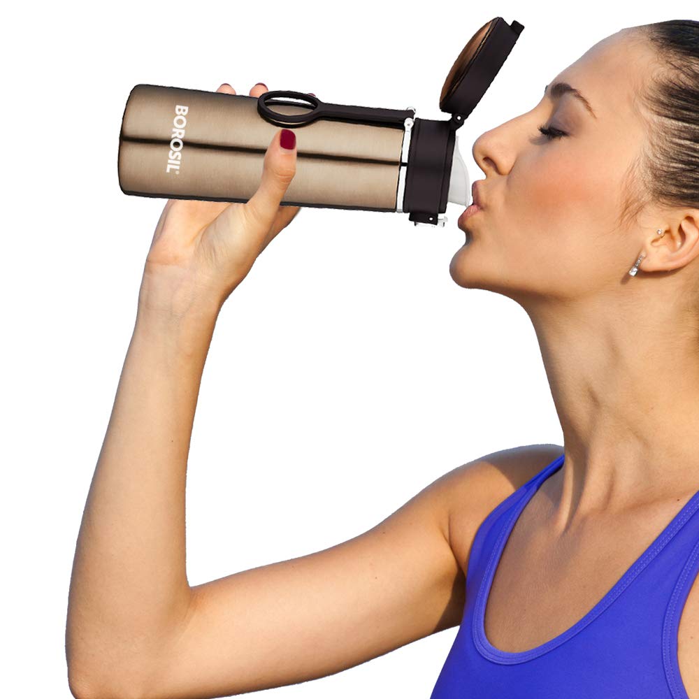 Travelease Brown Stainless Steel Hot & Cold Bottle – 420 mL (8T4208N101) | Leak-Proof Sipper Bottle for Travel & Daily Use