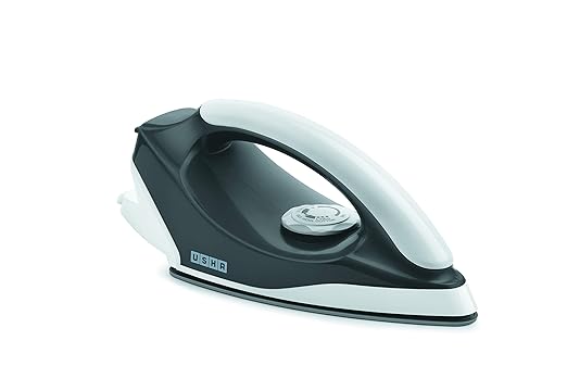 Usha Aurora 1000Watt Dry Iron with Innovative Tail Light Indicator | Single Coat Black Non Stick Soleplate for Longer Durability | Overheat Safety Shutoff
