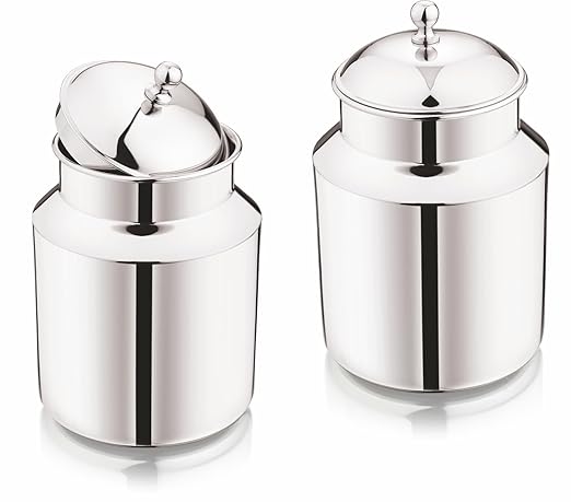 Mukti Stainless Steel Food Storage Jars & Containers|Dabba|Milk, Oil Can|Swiss Can Without Handle|1750ml x 1pc