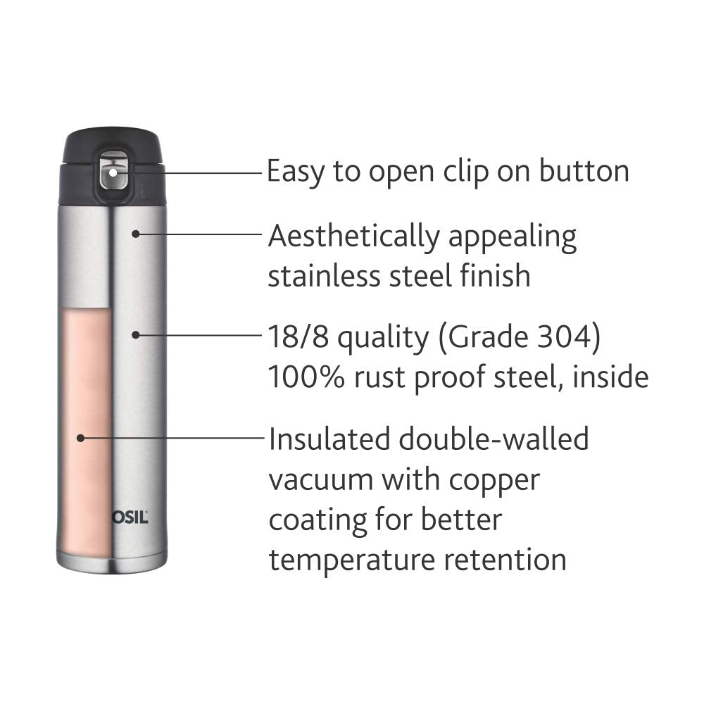 Nova Classic Stainless Steel Hot & Cold Bottle – 500 mL (BT50055113) | Leak-Proof Sipper Bottle for On-the-Go