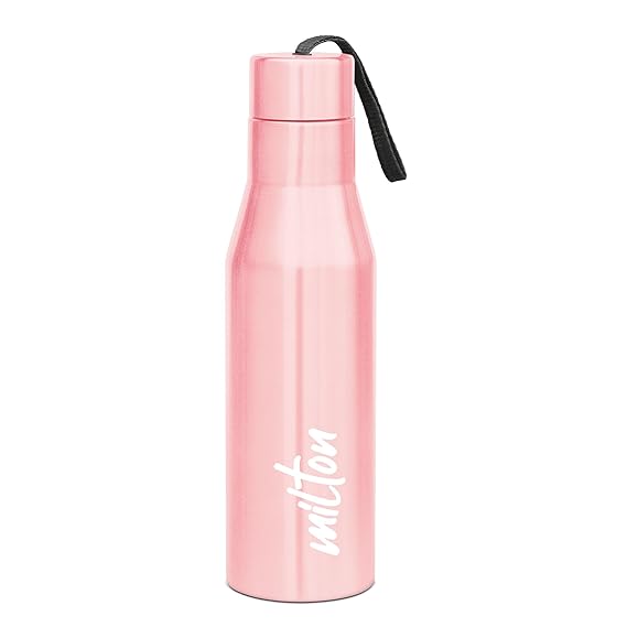 Milton Super 750 Stainless Steel Water Bottle 650 ml, Single Walled, ISI Certified I Leak Proof Lid, Rust Proof I For School, Office, Gym I Light Pink