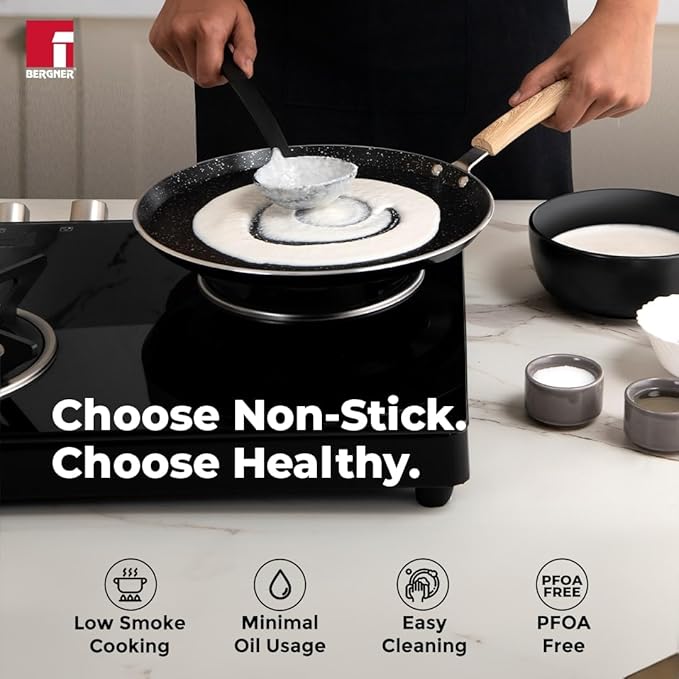 Bellini Plus Aura 5-Layer Non-Stick Dosa Tawa, 30cm, Thickness 4mm - Induction Bottom-BGIN-31252-BK