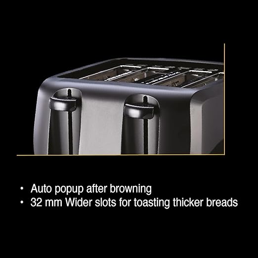Usha iToast 4 Slice Pop Up Toaster | 1400W | 6 Browning Settings | Cool Touch, Shock Proof Plastic Body| Removable Crumb Tray | Automatic Bread Centering for Uniform Browning