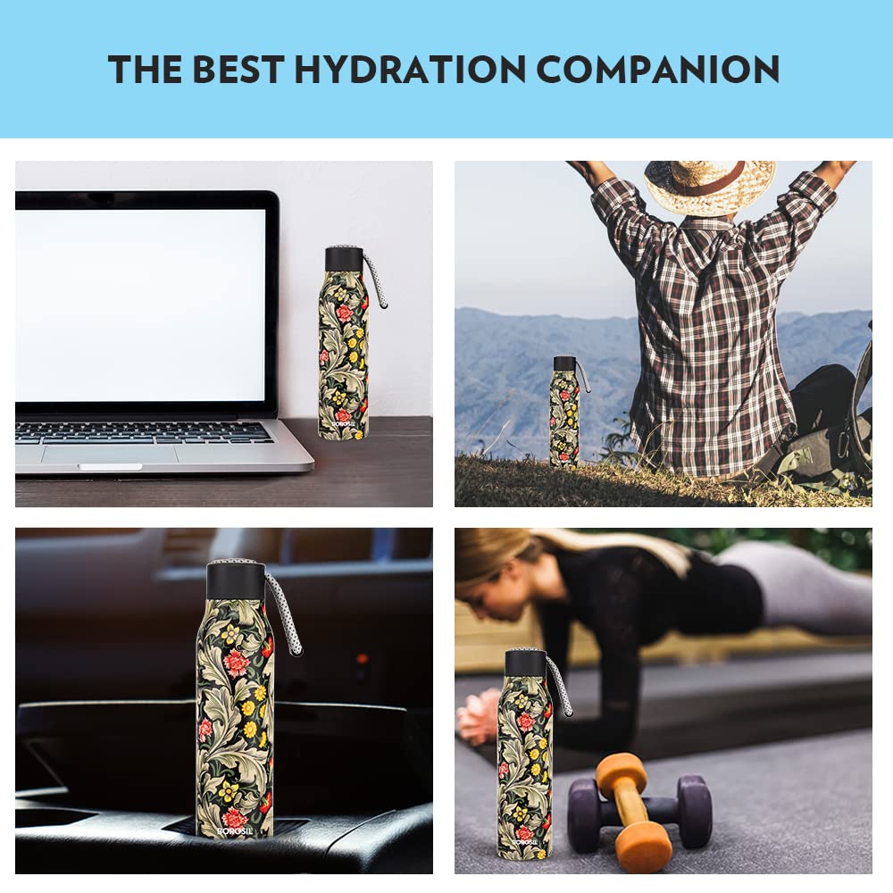 Aquasoul Slate 600ML Hot & Cold Stainless Steel Bottle | Double Wall Vacuum Insulated, 12 Hrs Temp Retention | BT600SE133