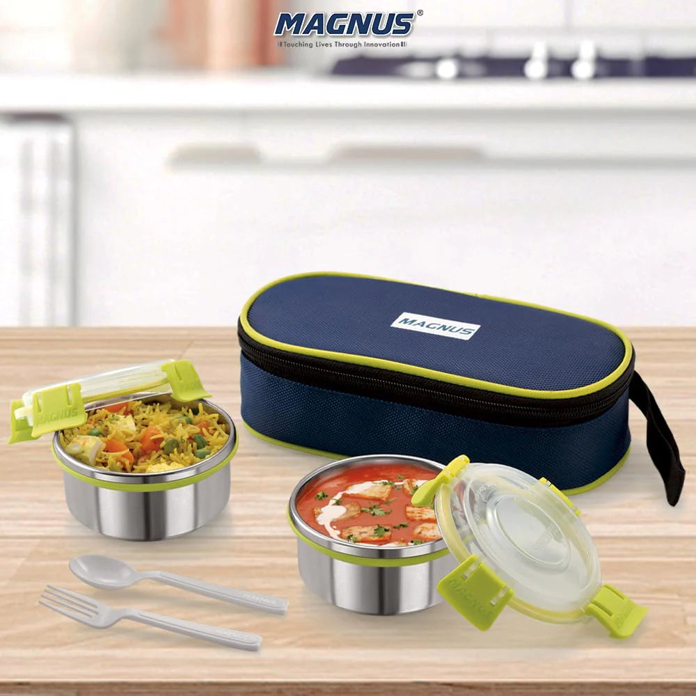 Avanza 2 Stainless Steel Lunch Box – Leakproof & Insulated Tiffin Box with Cover – Ideal for Kids, Office Men & Women – Hot Food Carrier