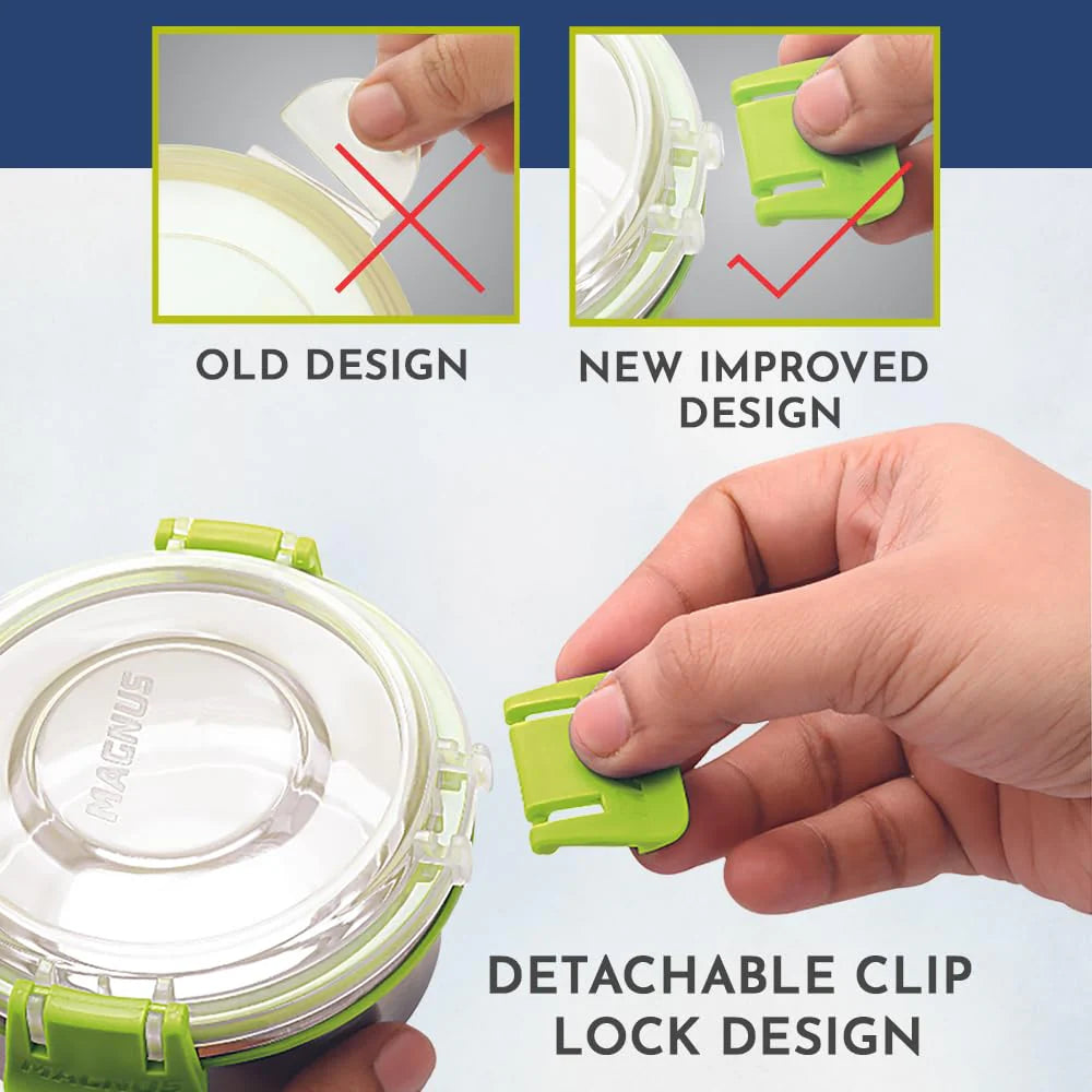 Aura 3 Stainless Steel Lunch Box Set - 3pcs with Tiffin Bags | Durable Lunch Box for Kids and Adults | Ideal Lunch Boxes for Office Men and Women | Perfect for School and Work