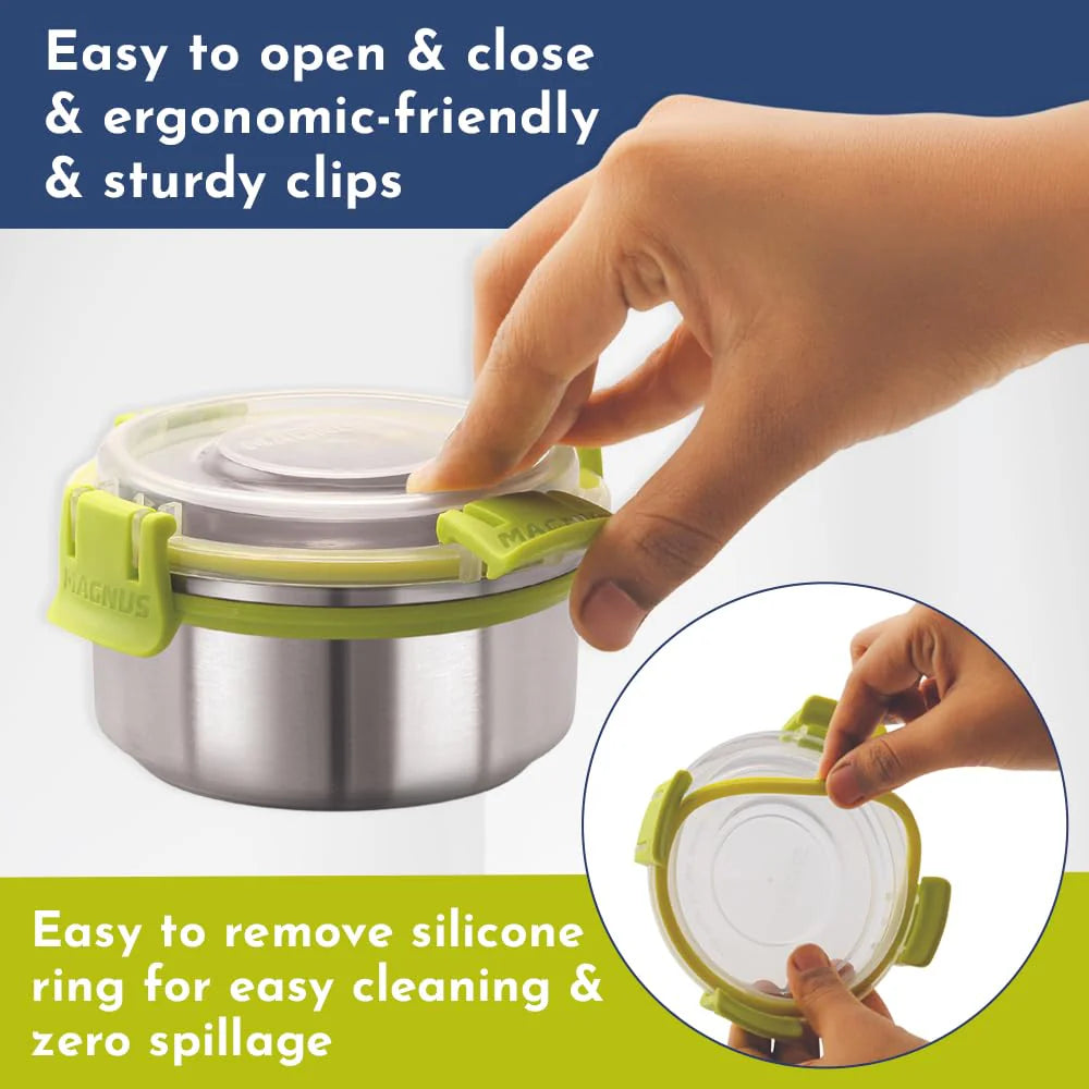 Avanza 3 Stainless Steel Lunch Box Set | 1050ml | Leakproof Tiffin with Bag | Ideal for Office, School, Men, Women, Kids | Air-Tight Food Carrier