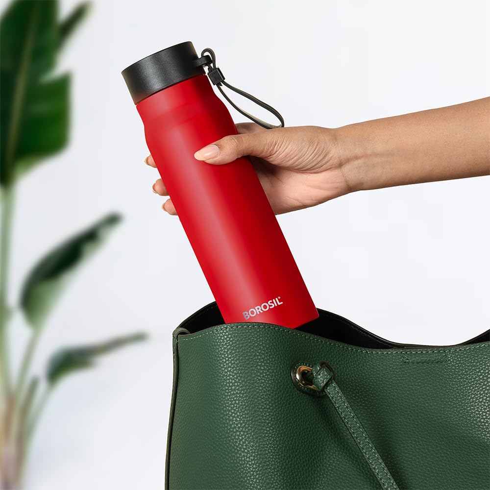 Bliss Red Stainless Steel Bottle – 500 mL (BLISOS00RD38) | Hot & Cold Thermosteel Water Bottle for Office & Daily Use