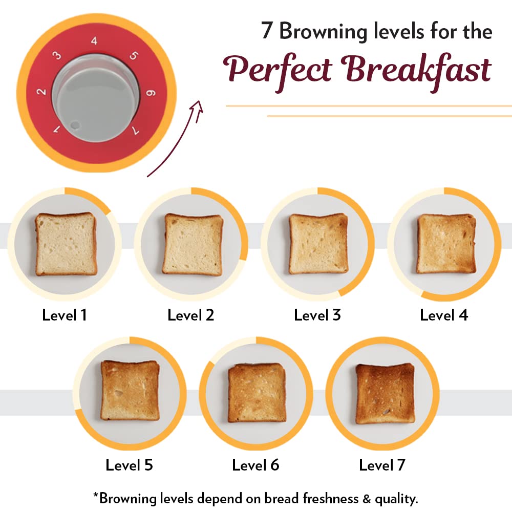 Krispy Pop-up Toaster, Red 800 W, Toast, Reheat, Defrost