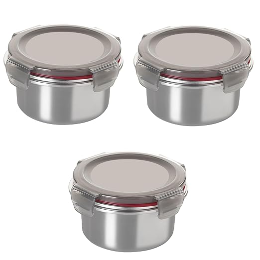 Celltone Microwavable 304 Stainless Steel Food Container with Carry Bag Leak-Proof, Fridge-to-Oven, Microwave Safe, Portable Lunch Boxes for Office, School & College (Set of 3 (400 ml x 3)