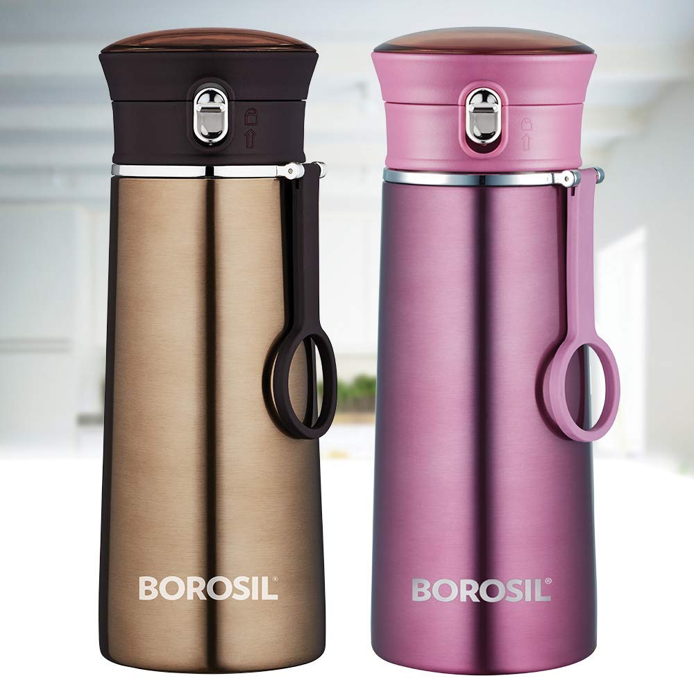 Travelease Brown Stainless Steel Hot & Cold Bottle – 420 mL (8T4208N101) | Leak-Proof Sipper Bottle for Travel & Daily Use