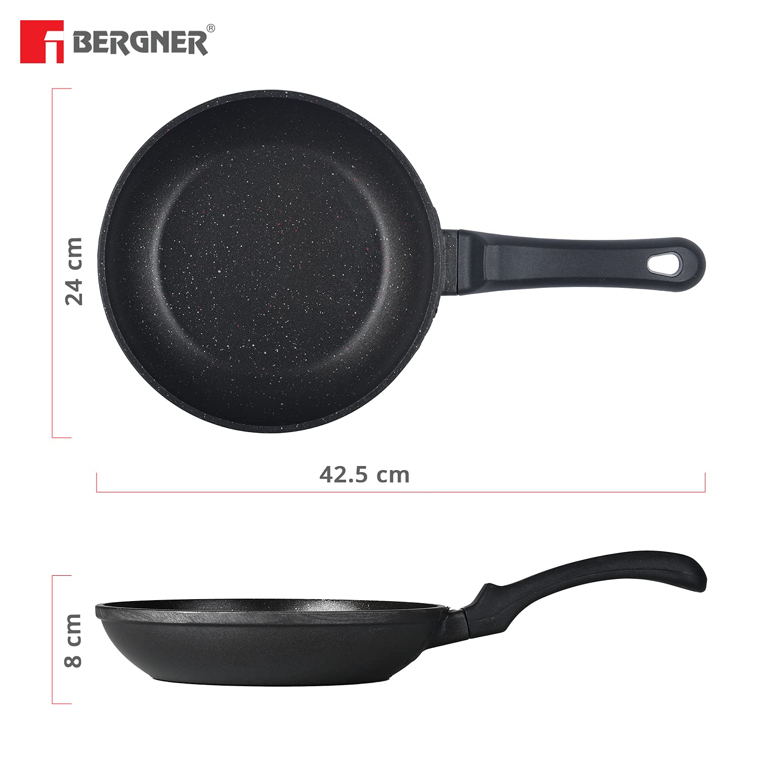 Senator Die-Cast Non-Stick Frypan, 24cm, 1.75 Litres, Black (Aluminium) BGIN-2566
