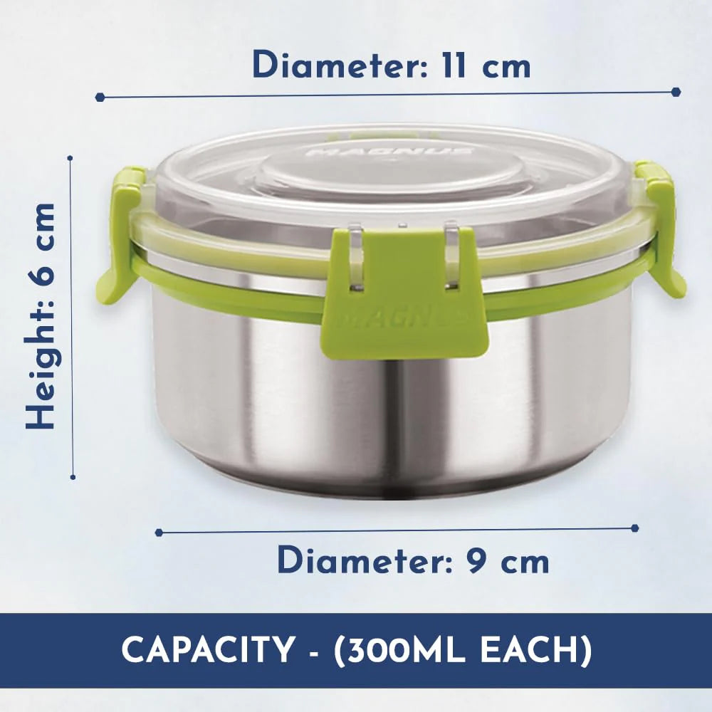 Aura 3 Stainless Steel Lunch Box Set - 3pcs with Tiffin Bags | Durable Lunch Box for Kids and Adults | Ideal Lunch Boxes for Office Men and Women | Perfect for School and Work