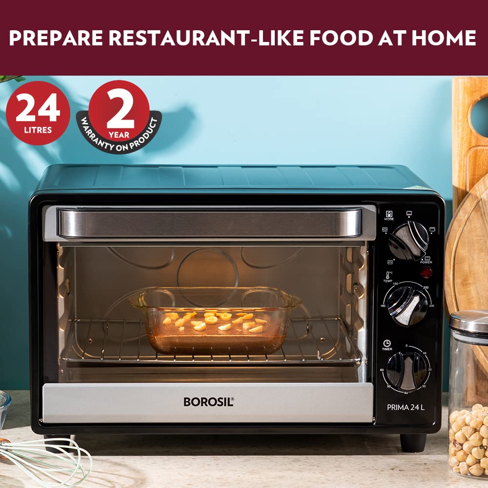 Borosil Prima 24L Oven Toaster Griller (OTG) Motorized Rotisserie