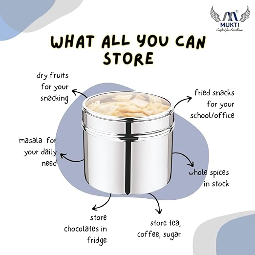 Mukti Stainless Steel Food Storage Jars & Containers|Snacks Dabba|Nasta Box See Through Lid|900ml x 1pc