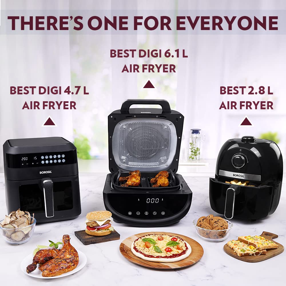 Bestdigi Air-Fryer, Top Load Air Fryer, Large Capacity, 8 Pre-Set Menus, 8 In 1 Functionality, 6.1 L, 1700 Watt, 6.1 liter, Black