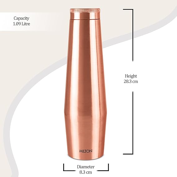 Milton Copper Crown 1100 Bottle, 1090 ml,100% Pure Copper, BPA Free Water Bottle, Leak Proof, Office Bottle, Boosts Immunity, Supports Digestive & Liver Health, Ayurveda Inspired