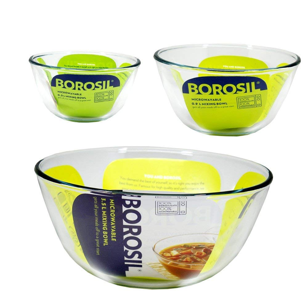Glass Mixing & Serving Bowl, Oven & Microwave Safe Bowl, 500 ml, Borosilicate Glass, Clear