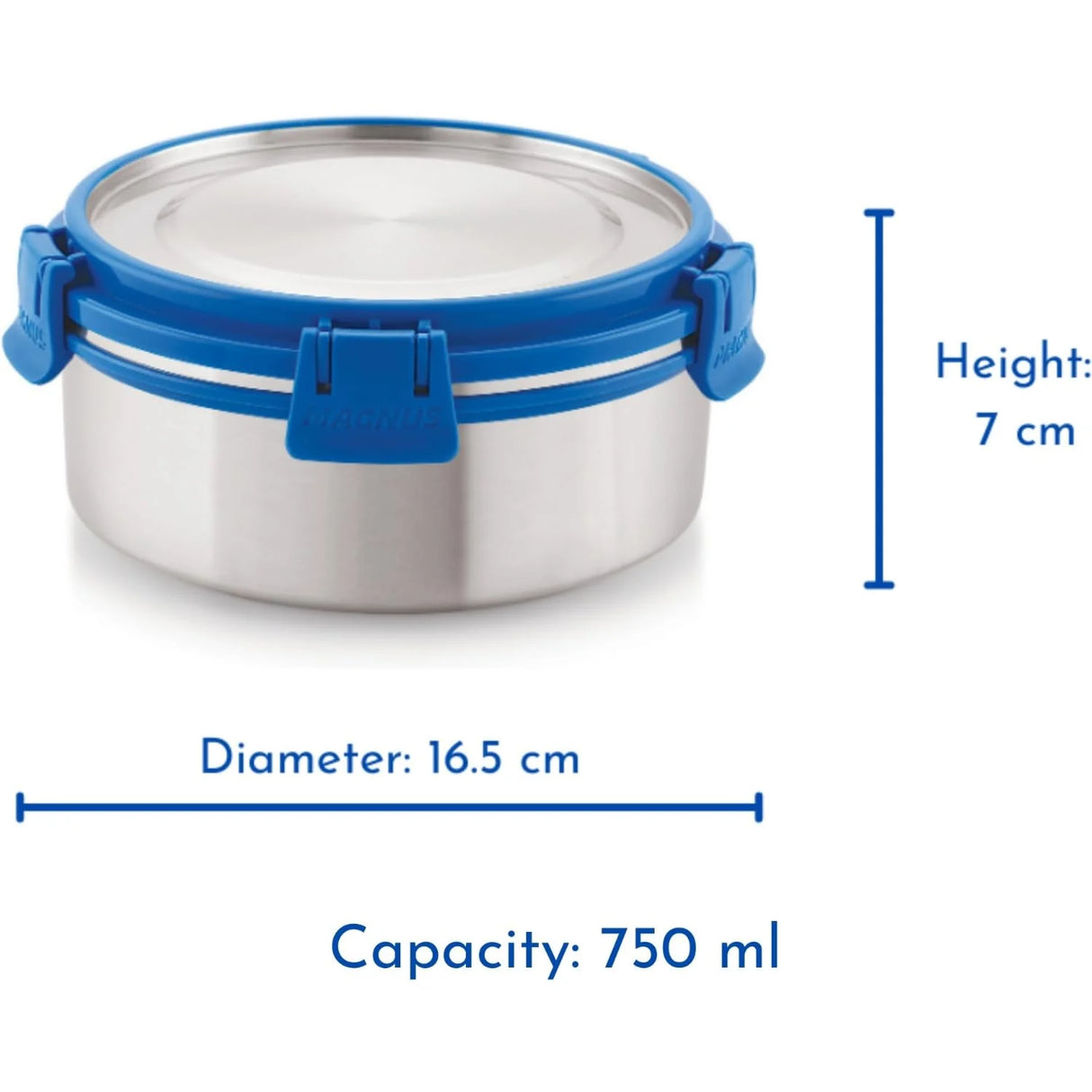 Stainless Steel Airtight Leakproof Storage Deluxe Container 750ML with Klip Lock - Ideal Kitchen Accessories Items, Perfect Lunch Box, Lunch Boxes for Office Men