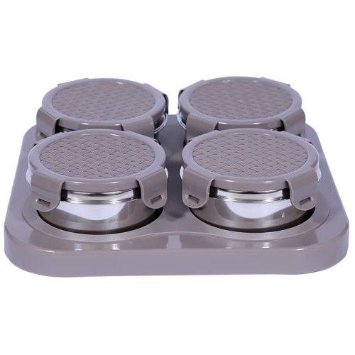 Jaypee plus ZETA-4 Airtight Inner Stainless Steel Set of 4 Dry Fruit Container 4N -350 ml Mirror Grey