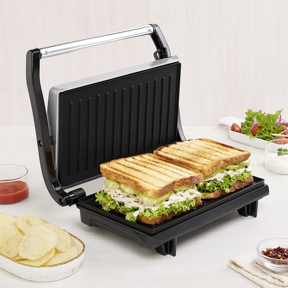 Borosil Prime Grill Sandwich Maker 700 W, opens 90°