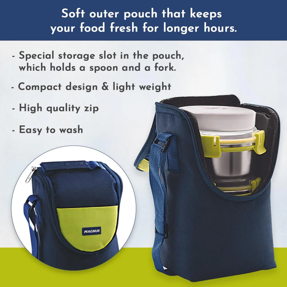 Aura 3 Stainless Steel Lunch Box Set - 3pcs with Tiffin Bags | Durable Lunch Box for Kids and Adults | Ideal Lunch Boxes for Office Men and Women | Perfect for School and Work