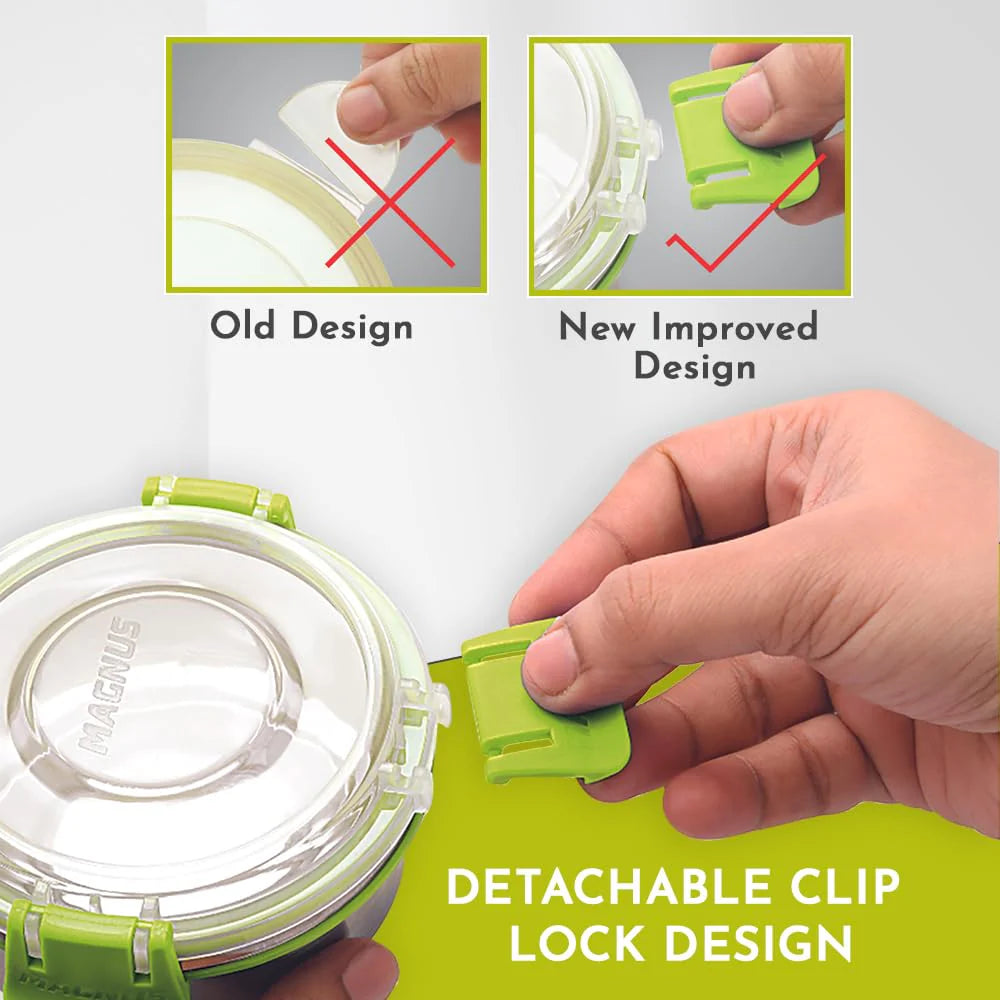 Avanza 3 Stainless Steel Lunch Box Set | 1050ml | Leakproof Tiffin with Bag | Ideal for Office, School, Men, Women, Kids | Air-Tight Food Carrier