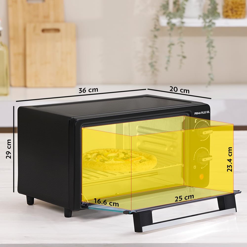 Borosil OTG Prima Plus 10 Litres Oven Toaster Griller, Pizza Oven, Cake Oven for Baking | 3 Heating Option