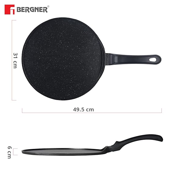 Senator Die-Cast Aluminium Non-Stick Dosa Tawa, 31cm, Black BGIN-2568