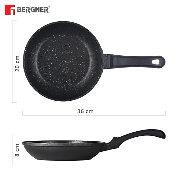 Senator Die Cast Non-Stick Aluminium Frypan (20cm, 1Litre, Black) BGIN-2565