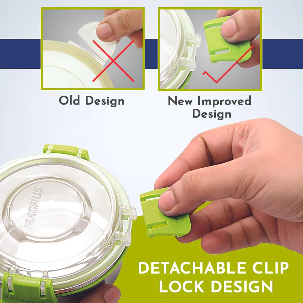 Aura 2-Piece Stainless Steel Lunch Box Set with Tiffin Bags, Utensils & Pouch | Airtight, Leakproof Containers | Lunch Box for Kids, Office Men, Women, School | BPA-Free