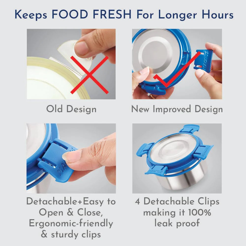 Avanza 2 Deluxe Stainless Steel Lunch Box | Airtight, Leakproof, Insulated | Compact Design with Carrying Pouch – Ideal for Office Men, Women & Kids