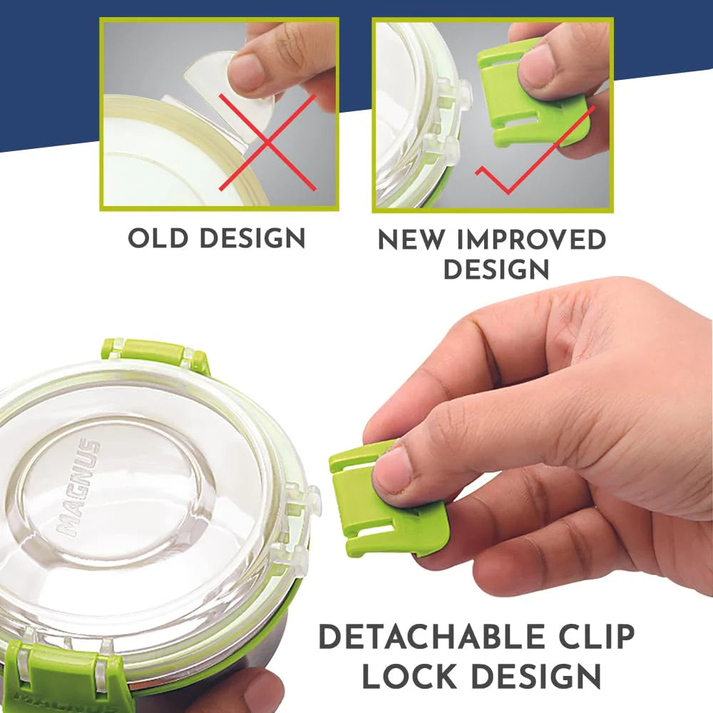 Aura 4-Piece Stainless Steel Lunch Box Set with Tiffin Bags, Utensils & Pouch | Airtight, Leakproof Containers for Office Men, Women, Kids | Insulated Covers, BPA-Free Lunch Boxes for Kids