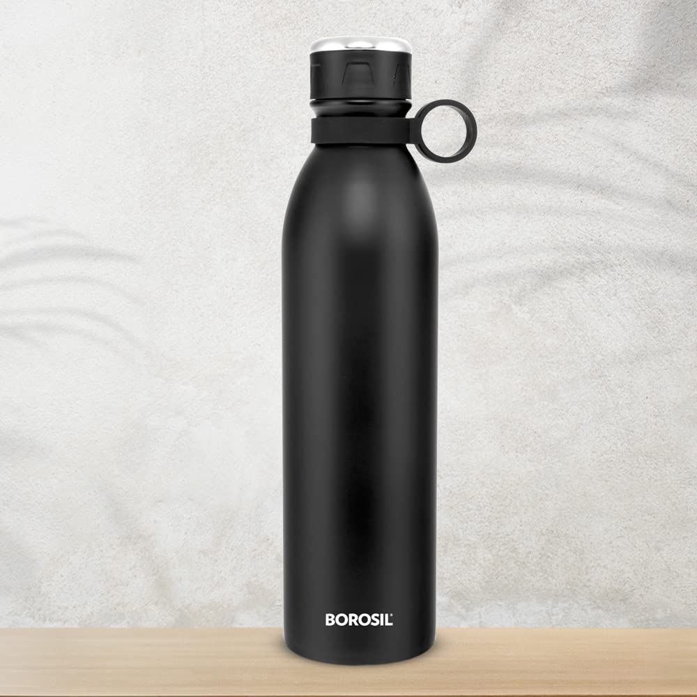 Jupiter 1000ML Black Hot & Cold Stainless Steel Bottle | Double Wall Vacuum Insulated, 18 Hrs Temp Retention | B1000BKO1