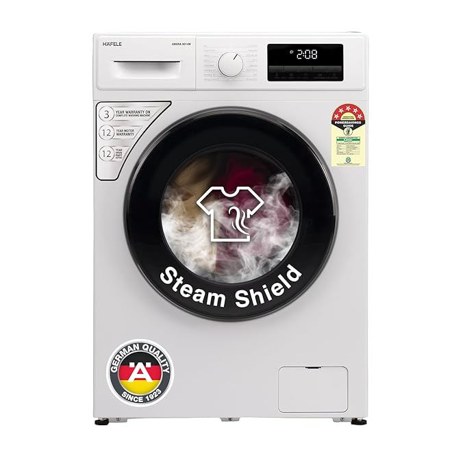 Amara 9014W 9 Kg Fully Automatic Front Load Washing Machine – 1400 RPM, Steam Wash, Hexa-Wash, Pearl White, 533.93.720