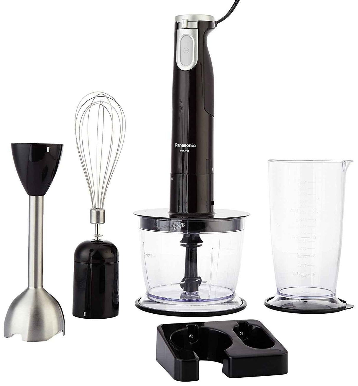 MX-SS1 600W Hand Blender – Black, 4-Blade System, Stainless Steel Shaft, Step-Less Speed Control