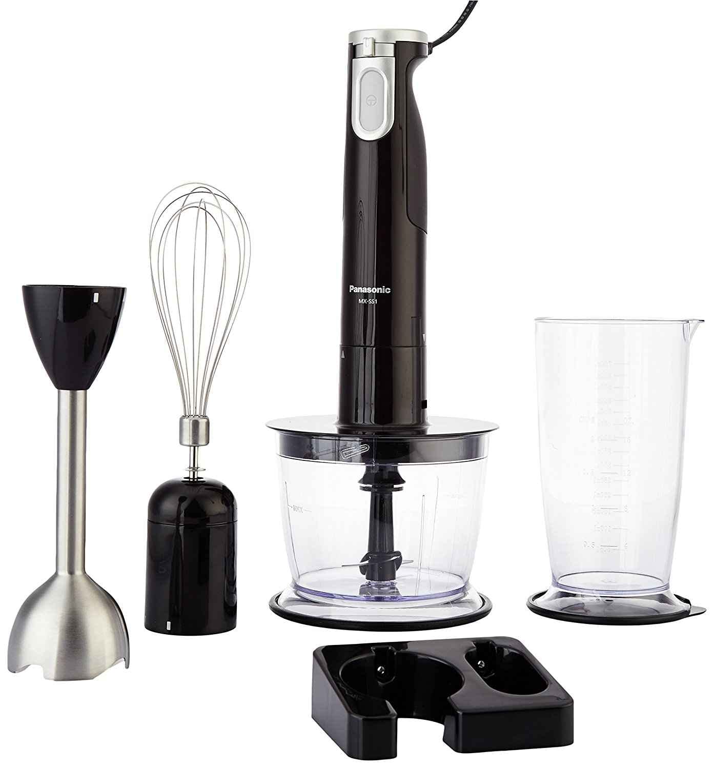 MX-SS1 600W Hand Blender – Black, 4-Blade System, Stainless Steel Shaft, Step-Less Speed Control