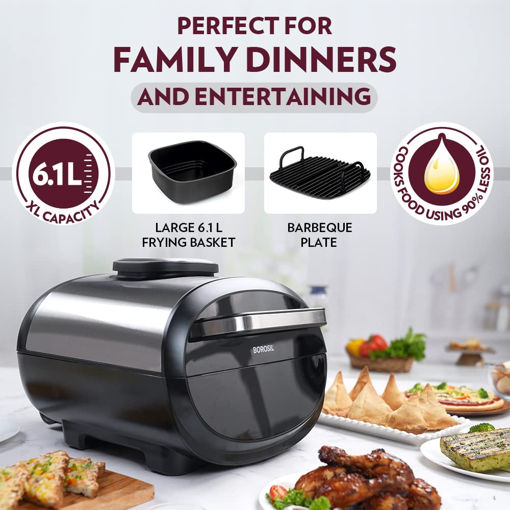 Bestdigi Air-Fryer, Top Load Air Fryer, Large Capacity, 8 Pre-Set Menus, 8 In 1 Functionality, 6.1 L, 1700 Watt, 6.1 liter, Black