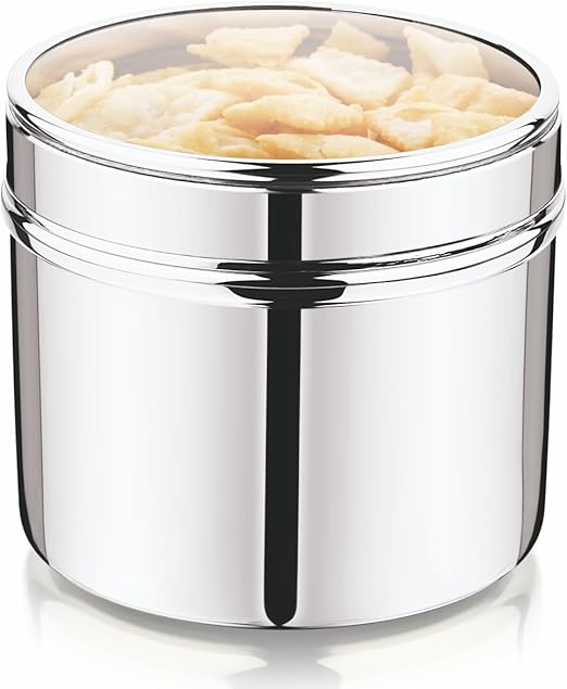 Mukti Stainless Steel Food Storage Jars & Containers|Snacks Dabba|Nasta Box See Through Lid|1900ml x 1pc