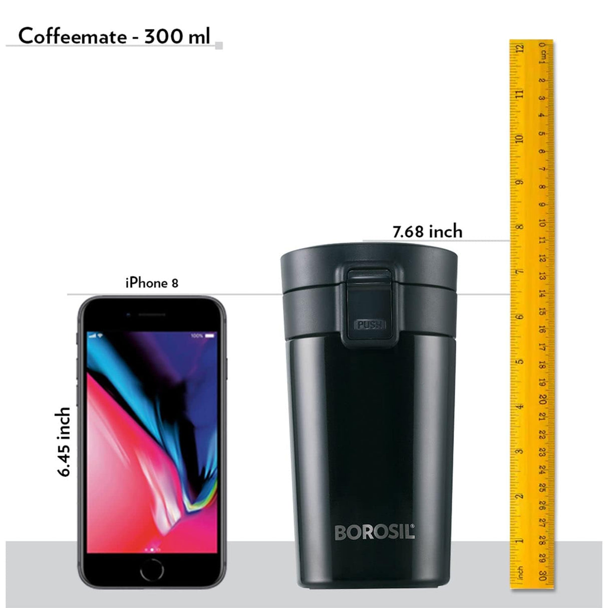 Coffeemate Insulated Mug 300ML Black | Leakproof Travel Mug with Touch Lid & Infuser | BT300BLK110