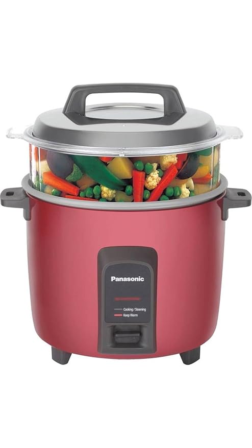 SR-Y18FHS 1.8L Automatic Rice Cooker – Red, Non-Stick Pan, Steaming Basket Included