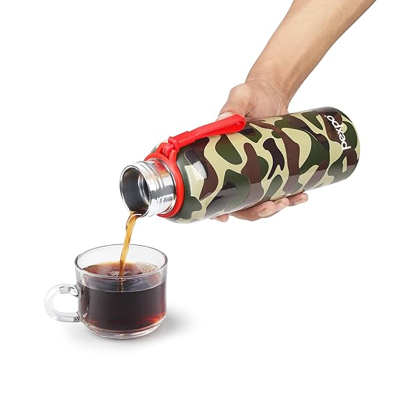 Bravo Thermoflask 700ml Military Green Printed Design – ISI Certified Hot & Cold Stainless Steel Water Bottle