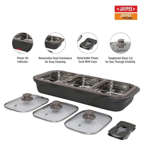Jaypee plus E-3 ELECTRIC CASSEROLE Set 1000 ml Each capacity Bottle Grey