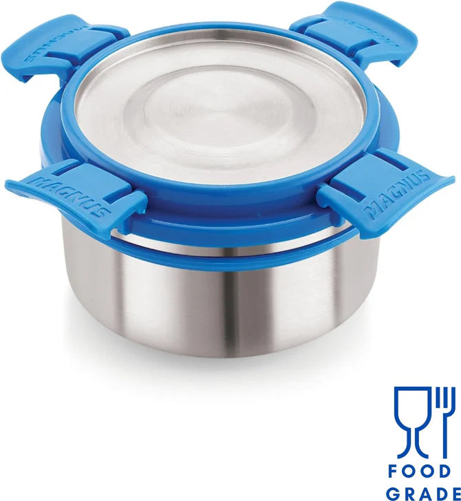 Stainless Steel Airtight Leakproof Storage Deluxe Container 300ML with Klip Lock - Ideal Kitchen Accessories Items, Perfect Lunch Box, Lunch Boxes for Office Men