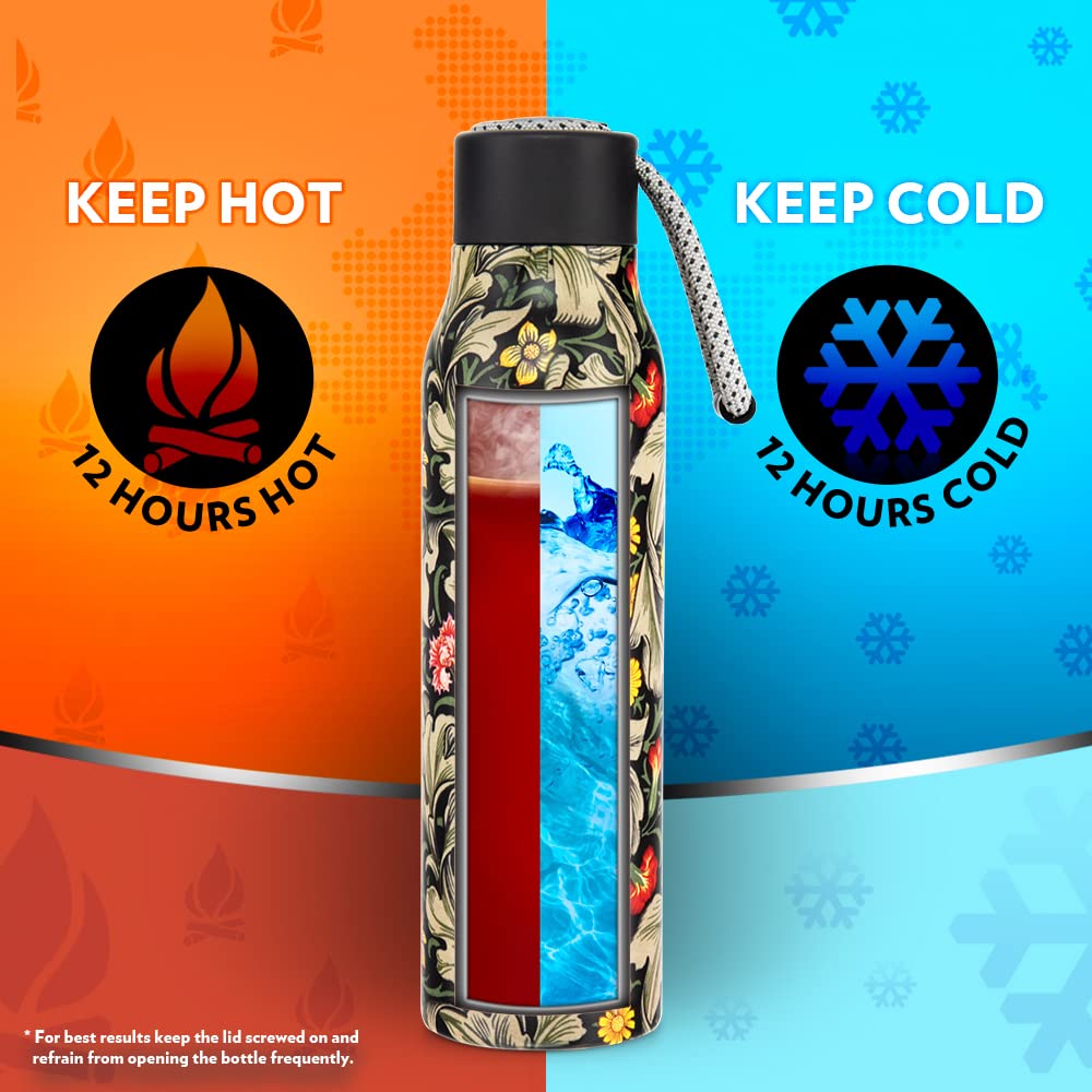 Aquasoul Slate 600ML Hot & Cold Stainless Steel Bottle | Double Wall Vacuum Insulated, 12 Hrs Temp Retention | BT600SE133