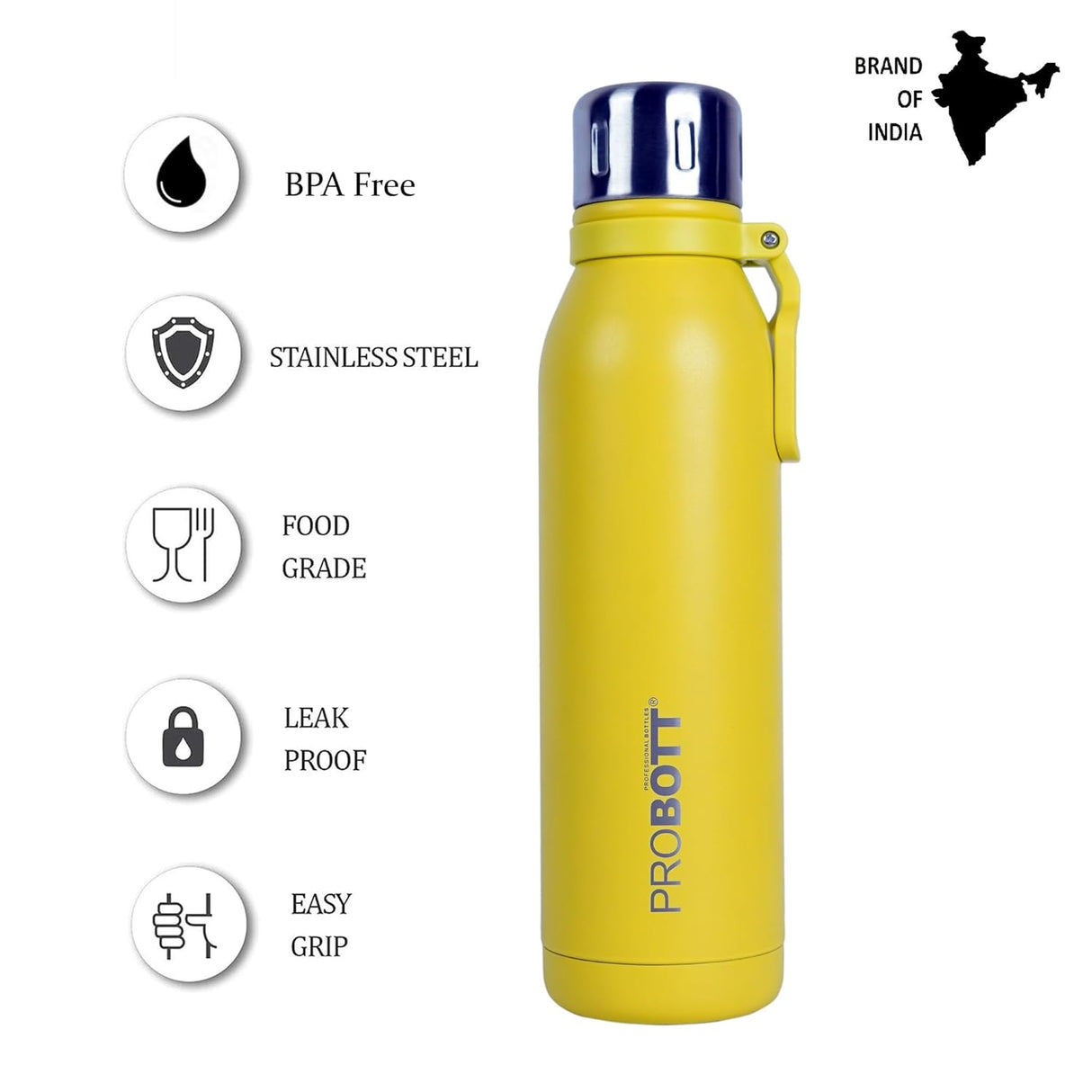 Bolt 700ml Thermos Flask Bottles (Pack of 2), Stainless Steel Vacuum Insulated | Screw Cap with Cup | Leak-Proof | Hot & Cold | PB 700-06