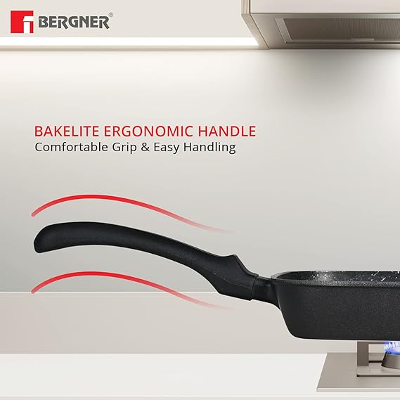 Senator Diecast Aluminium Non-Stick Square Grill Pan (Black, 24cm) BGIN-2569