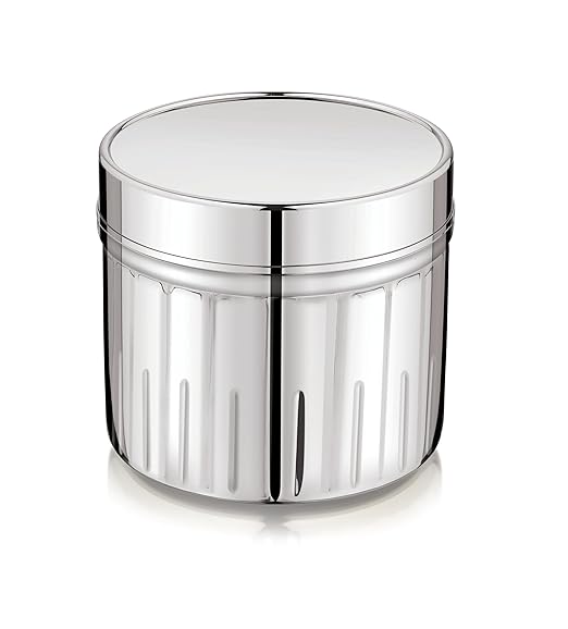 Mukti Stainless Steel Food Storage Jars & Containers|Snacks Dabba|Nasta Box Crystaline Plain Lid|900ml x 1pc