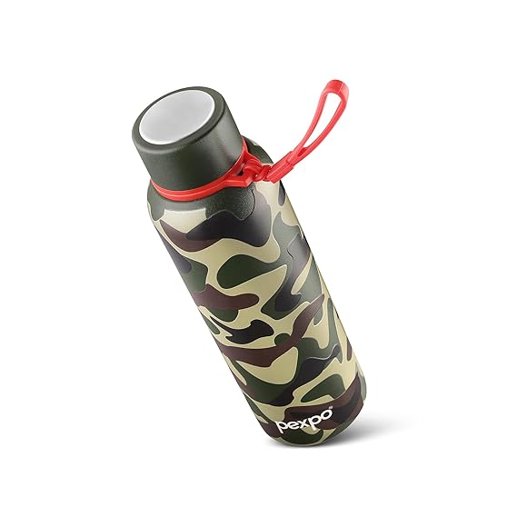 Bravo Thermoflask 700ml Military Green Printed Design – ISI Certified Hot & Cold Stainless Steel Water Bottle